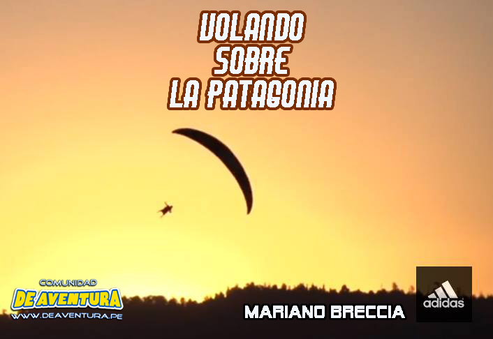 Flying in a paraglider over Patagonia